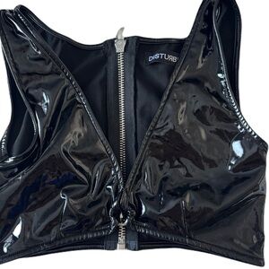 disturbia vinyl zip crop top